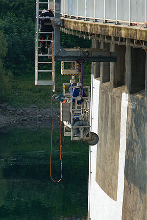 Mann auf einer Leiter